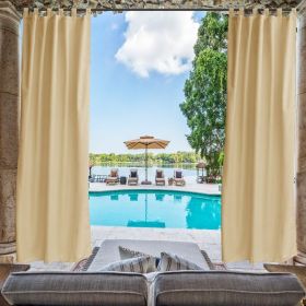 Beige Outdoor Thermal Grommet Blackout Curtain - 50 in. W x 96 in. L, 6 Tab top (3" Long) fit to most standard curtain rods 1panel
