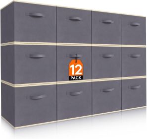 Foldable Decorative Fabric Storage Baskets for Organizing Home Organizers with Handles for Shelves, Closet, 11 Inch Bins