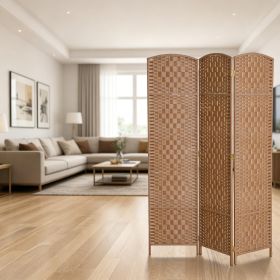 6' Tall Natural Wood Weave 3 Panel Room Divider Wall Decorative Screen for Living Room Bedroom Office
