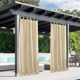 50inch*120inch beige luxurious woolen outdoor curtain with hanging straps combine elegance and durability for a comfortable outdoor space.