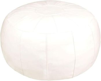 Unstuffed Pouf Foot Stool Round Decorative Leather Ottoman Cushion Storage seat or for Resting Your Feet on