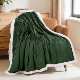 Sherpa Fleece Throw Blankets, Soft Fluffy Flannel Plush Blanket and Throw, Fuzzy Cozy Green Cuddle Blankets for Couch Bed Sofa Adults (50" x 60"