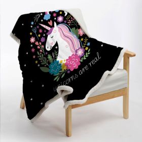 Cute Unicorn Blanket Unicorn Blankets and Throws for Girls Fuzzy Cartoon Unicorn Flower Fleece Blanket Black Pink Sherpa Plush Couch Throw Kids C