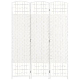 3 Panel Folding Room Divider Portable Privacy Screen Wave Fiber Room Partition for Home Office White