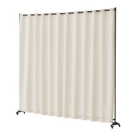 Room Divider, Portable Panel Room Divider with Wheels Curtain Divider Stand, Freestanding Room Divider Privacy Screen for Office, Bedroom, Dining (Number of Panels: Single-Sided Panel, Color: Off White)