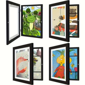 4 pcs Children's Art Frame Replaceable 8.5 X 11 Art Items Art Frame Front Open Picture Display Frame, As Halloween, Christmas Gifts (number: 4pcs, Color: Black)