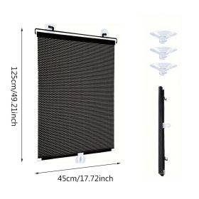 Window Shade with 3 Suction Cups Insulation Blackout Blind Shade Portable Temporary Cover (size: 17.72x 49.21 in)